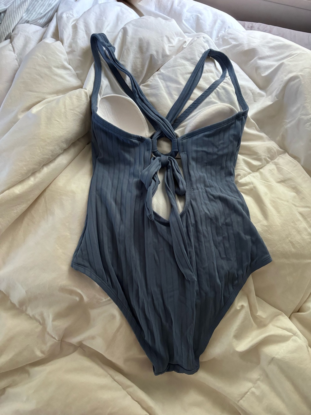 Kona Sol Blue Ribbed One-Piece, size Medium - Picture 3 of 4